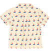 Chemise ARI manches courtes pour enfant en coton 100% bio, vêtement mixte unisexe style vintage, imprimé beige motif bateau, vue verso