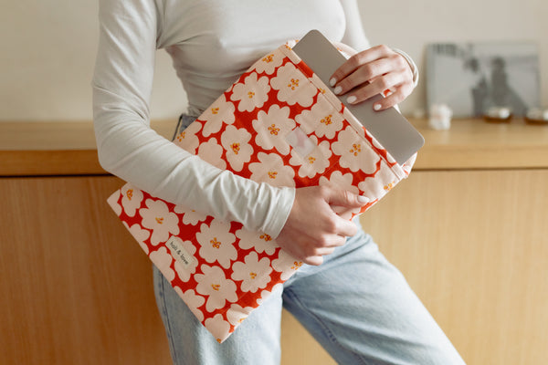 Pochette ordinateur Flower orange