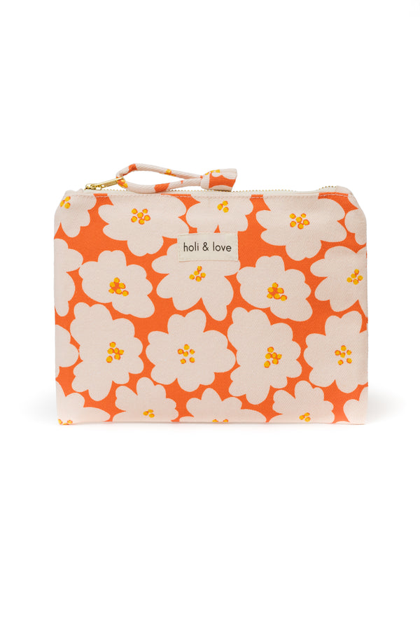 Trousse plate Flower orange