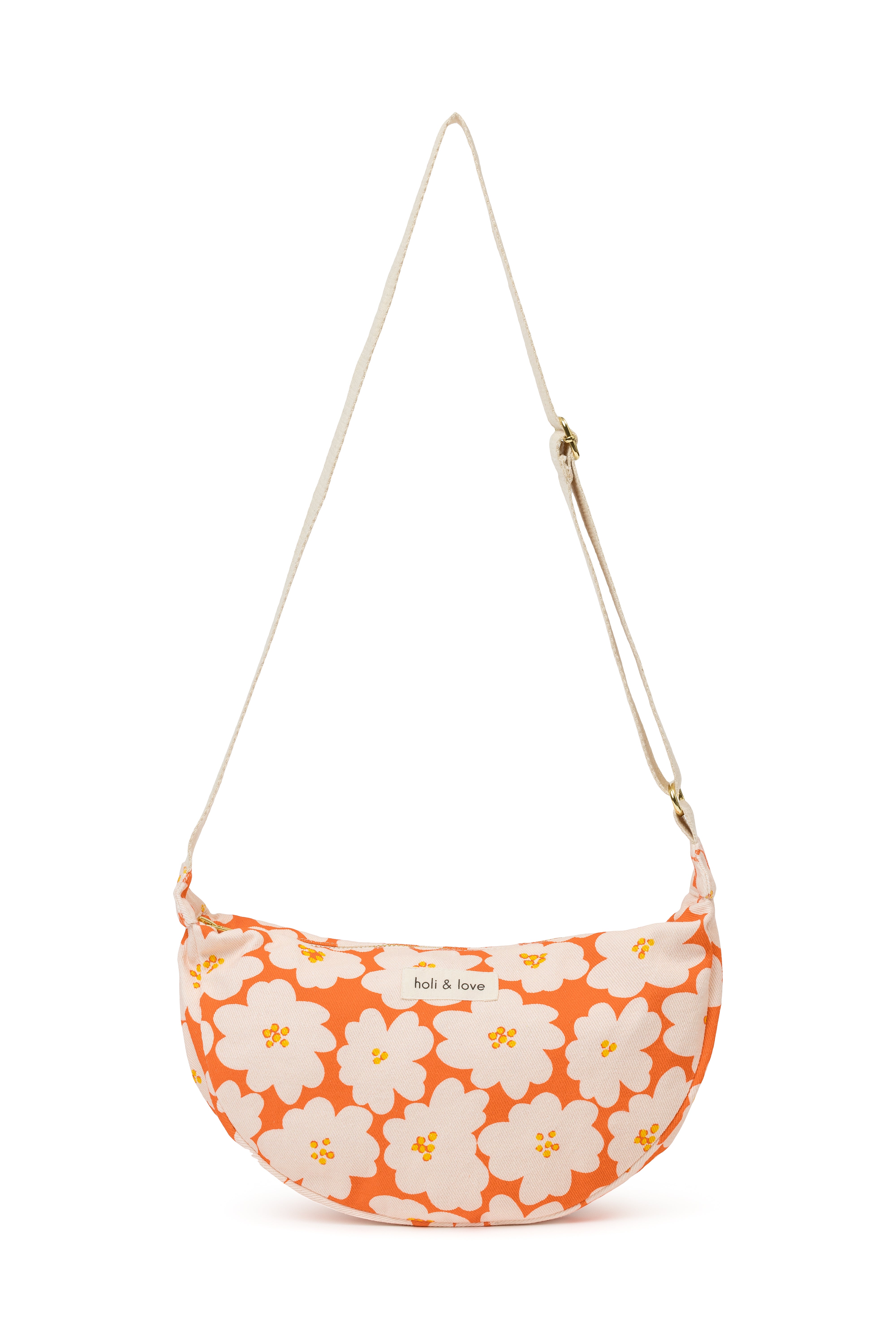 Sac Demi-lune Flower orange