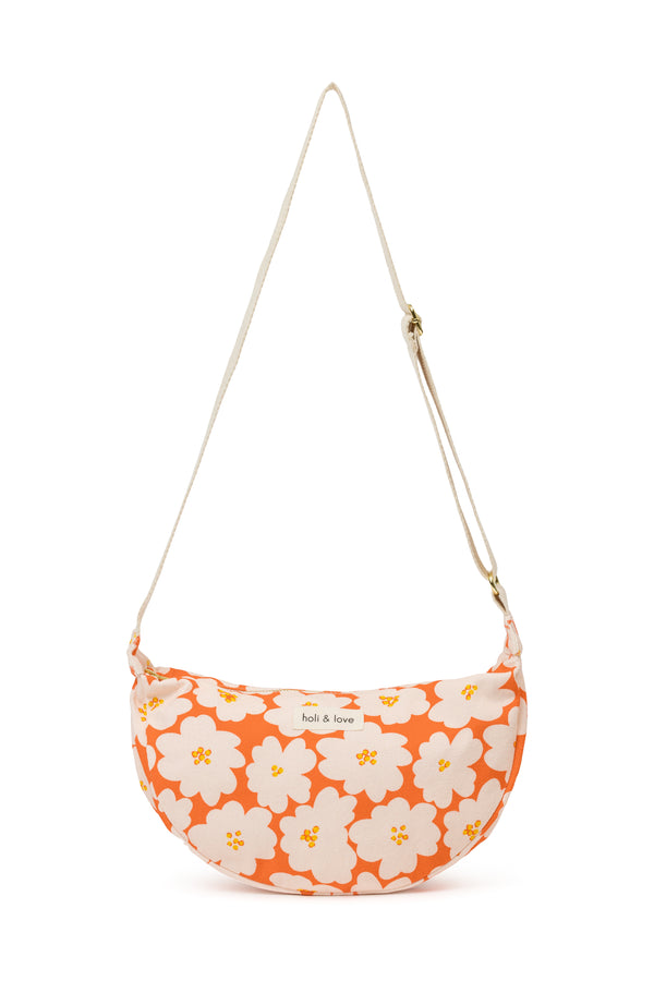 Sac Demi-lune Flower orange