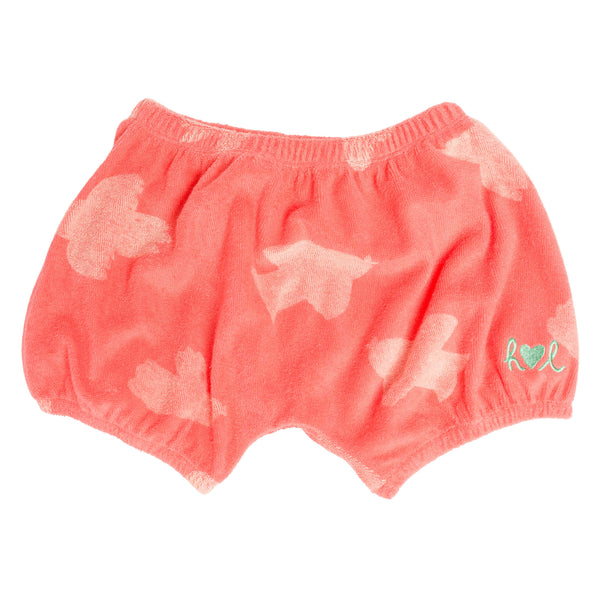 Short bouffant bébé à taille élastique, imprimé corail motif oiseau, vue recto