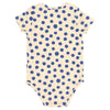 Body bébé à manches courtes, collection bébé naissance en coton bio Baby Care, imprimé beige à pois bleus, vue verso