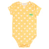 Body bébé à manches courtes, collection bébé naissance en coton bio Baby Care, imprimé jaune motif cœur, vue recto