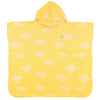 Poncho de bain ou de plage, tissu éponge, imprimé jaune motif oiseaux beige