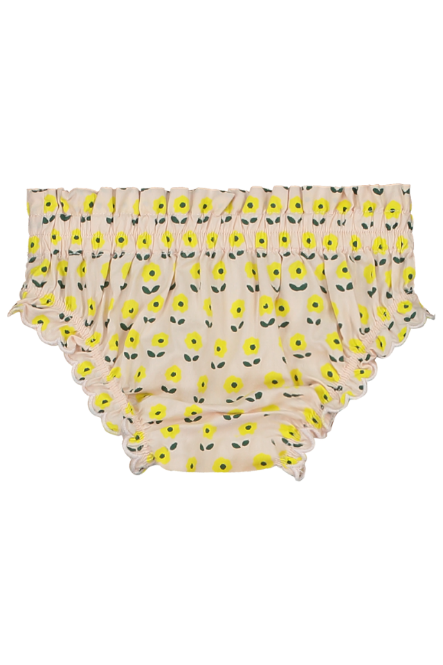 Bloomer BETTY couche culotte élastique pour bébé mixte unisexe en coton 100% bio certifié GOTS style vintage motif petites fleurs jaunes