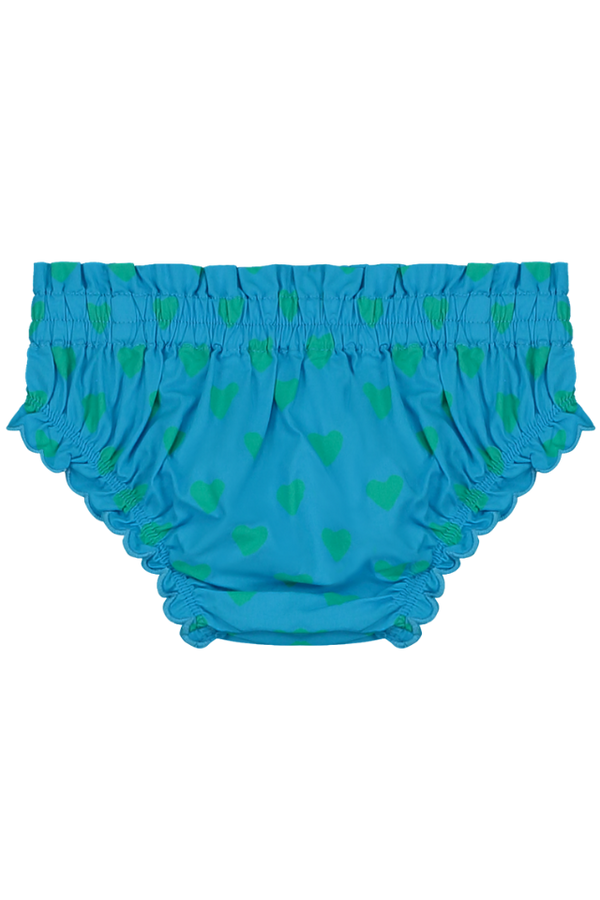 Bloomer BETTY couche culotte élastique pour bébé mixte unisexe en coton 100% bio certifié GOTS style vintage couleur bleu motif cœurs verts