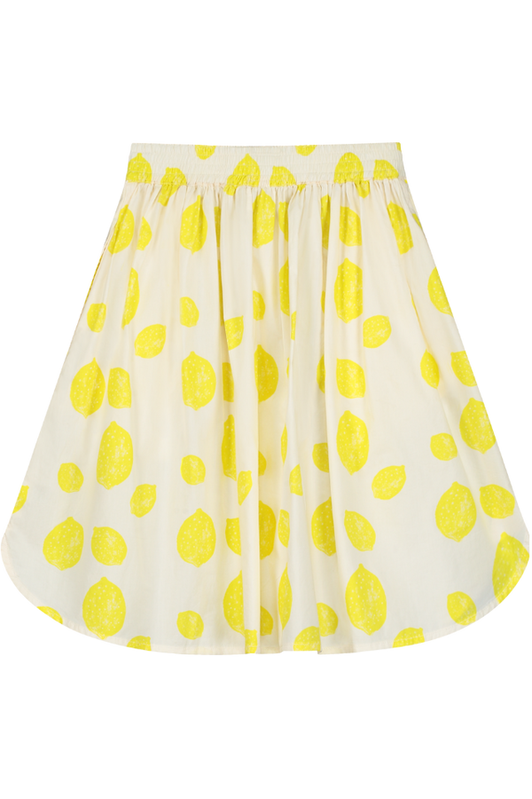 Jupe longue boutonnée pour enfant en coton 100% bio mixte unisexe style vintage imprimé citrons, vue verso