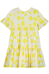 Robe longue babydoll EDNA  pour enfant en coton 100% bio mixte unisexe style vintage imprimé citrons, vue recto