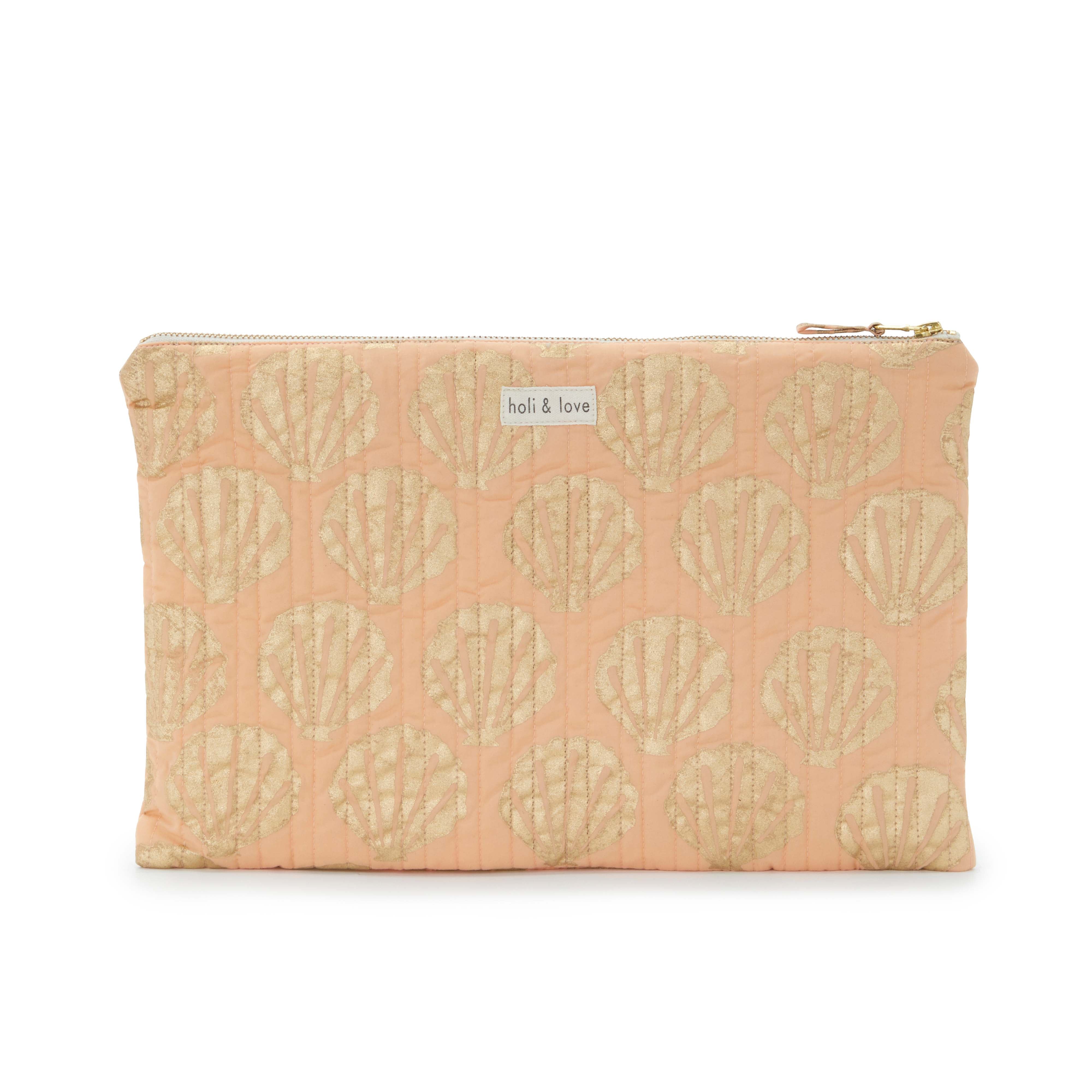 Pochette ordinateur en coton bio - Peach shell