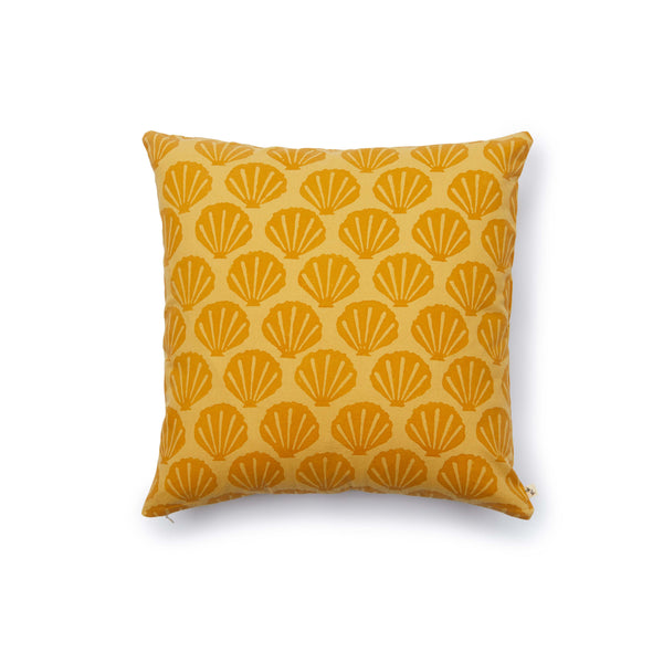 Square organic cotton cushion - Shell ocher
