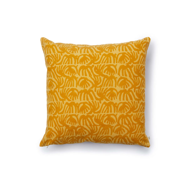 Square organic cotton cushion - Coral ocher