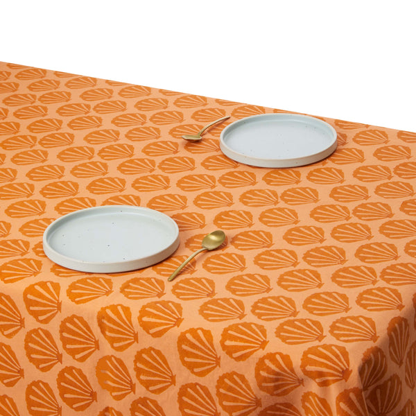 Organic cotton tablecloth - Rust coral