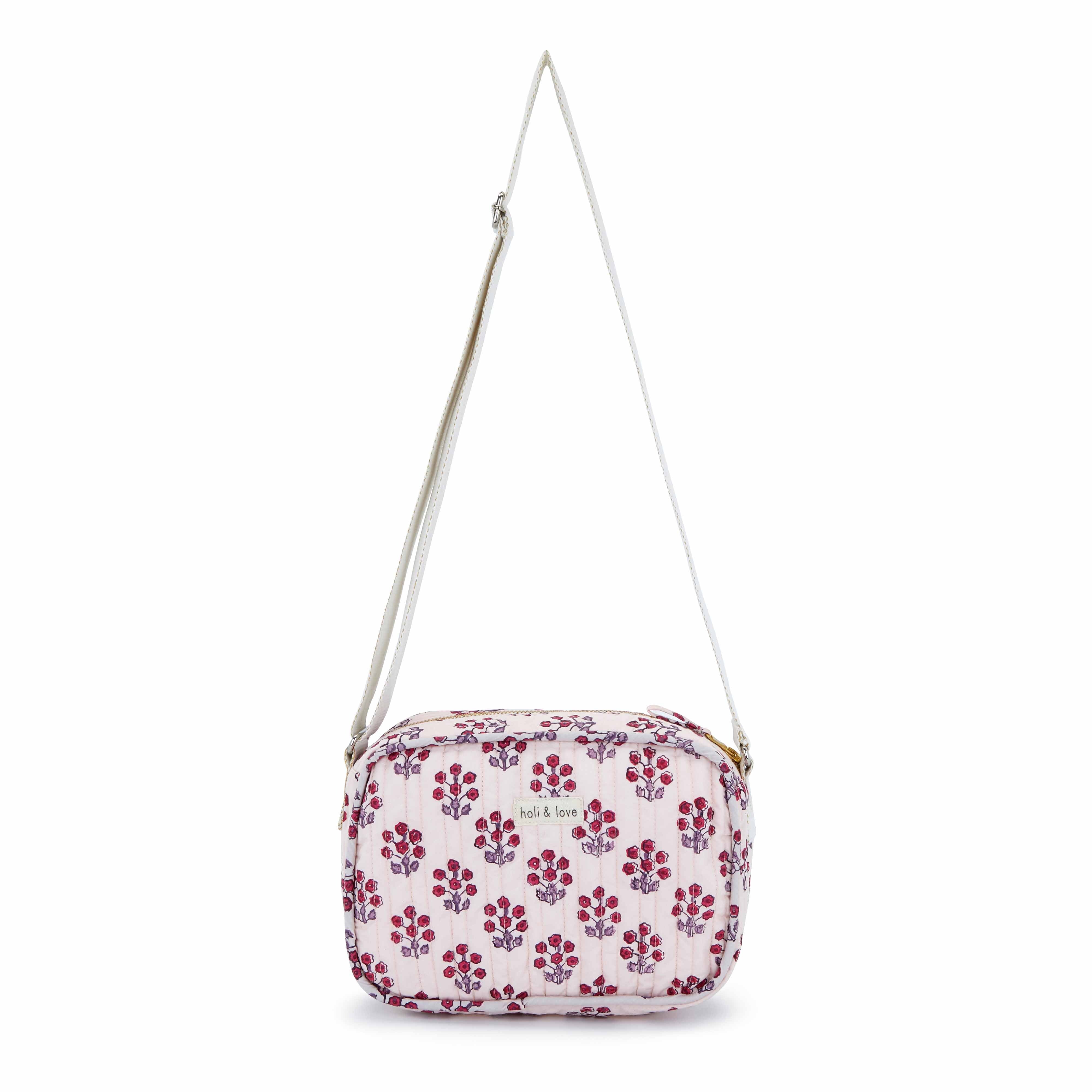 Organic cotton messenger bag - Pink flower