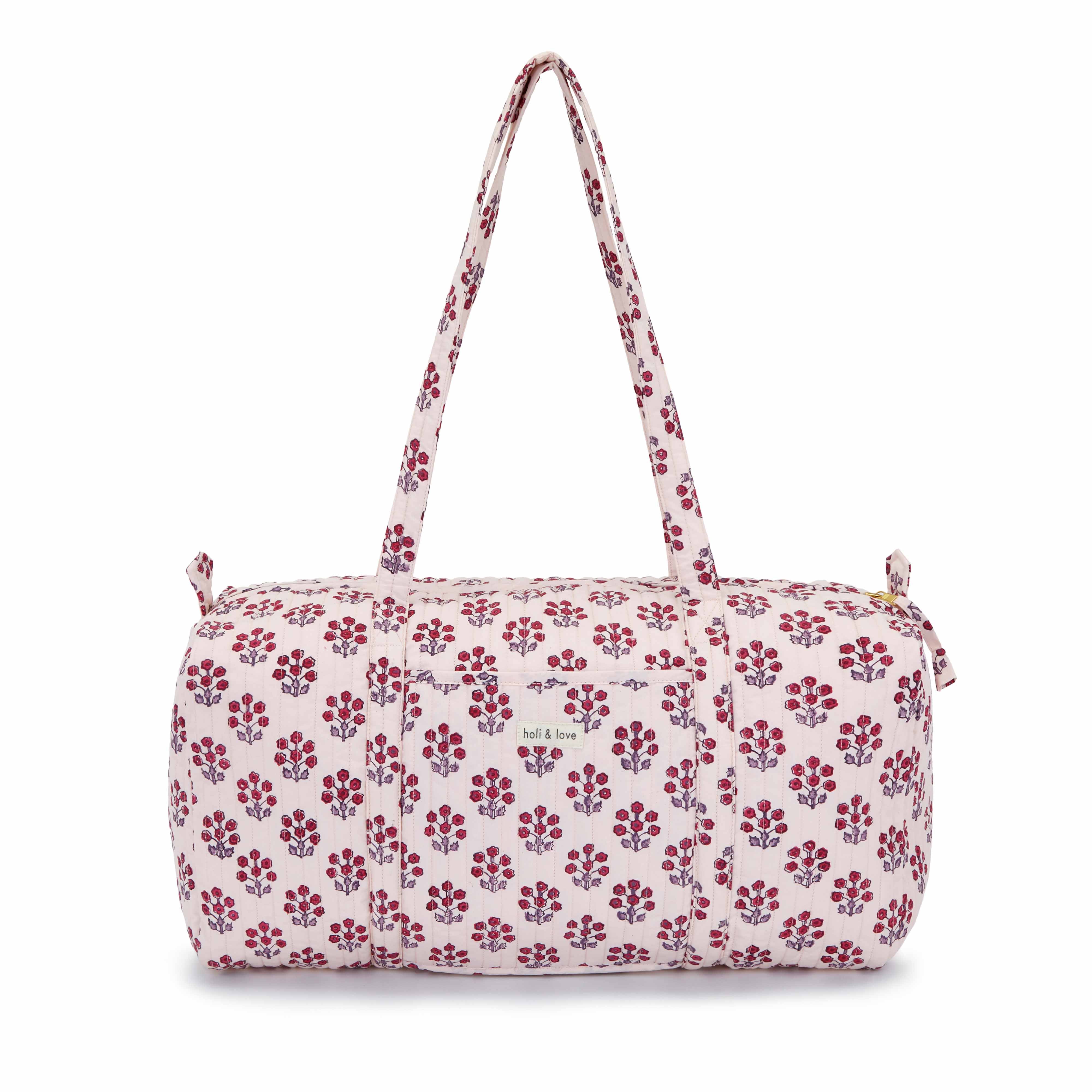 Grand sac de voyage en coton bio - Pink flower