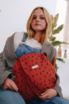 Sac rond porté épaule en coton bio - Rust flower