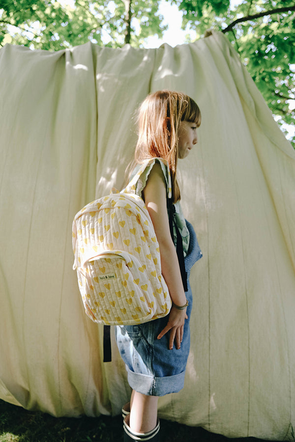 Organic cotton backpack - Yellow heart