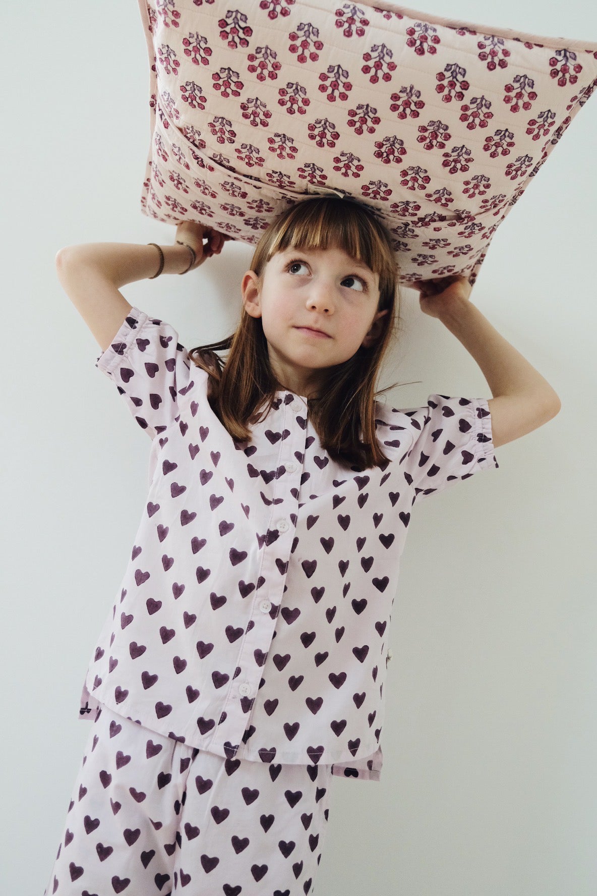 Pyjama femme en coton bio - Lila heart