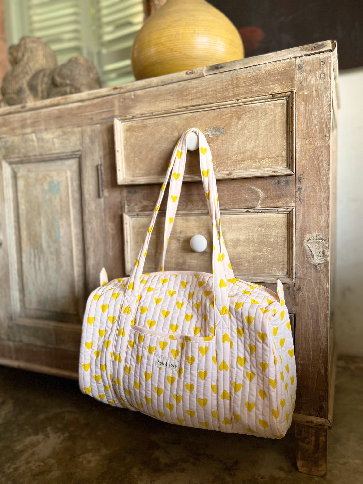 Sac weekend en coton bio - Yellow heart
