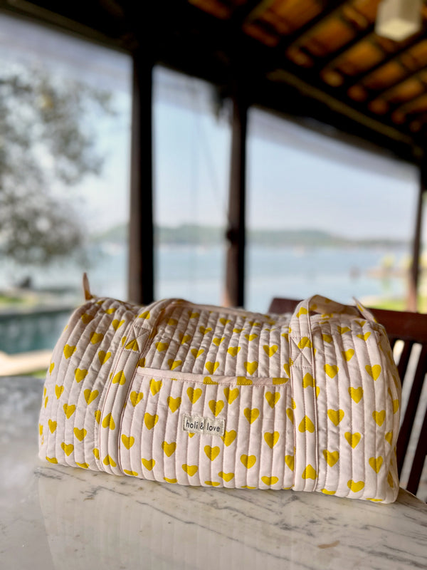 Sac weekend en coton bio - Yellow heart